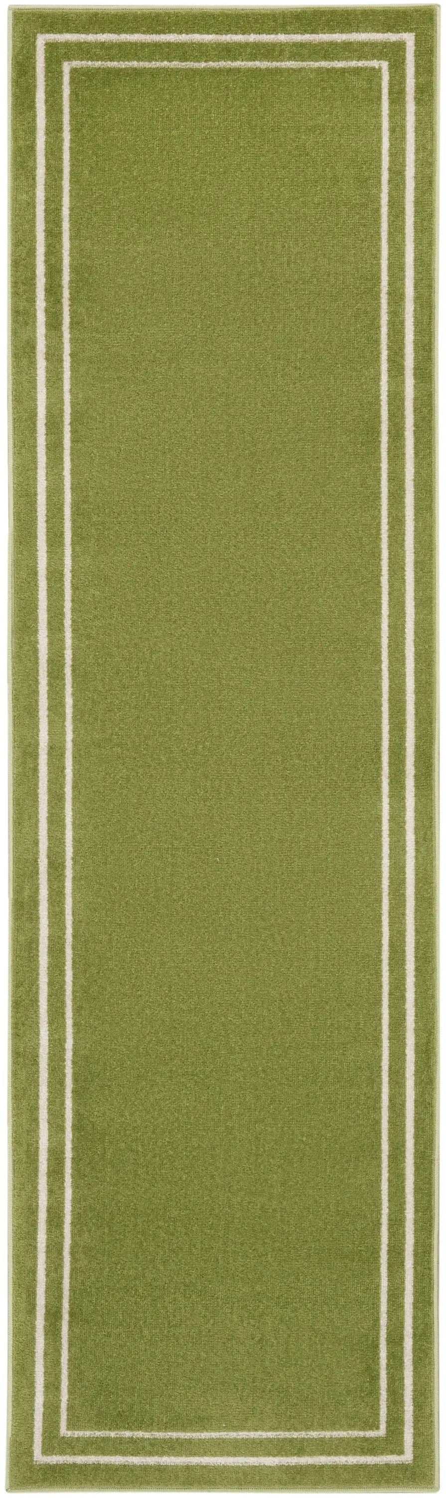 6' Green And Ivory Indoor Outdoor Runner Rug Homeroots Outdoor