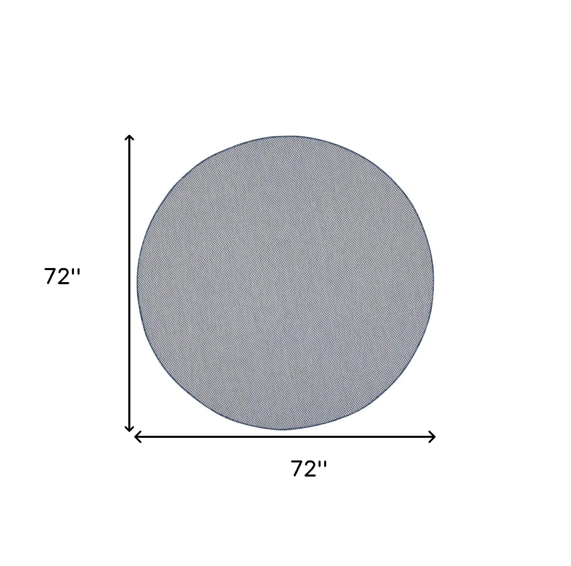 6' Ivory And Blue Round Geometric Indoor Outdoor Area Rug Homeroots Outdoor