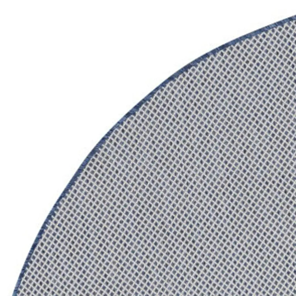 6' Ivory And Blue Round Geometric Indoor Outdoor Area Rug Homeroots Outdoor