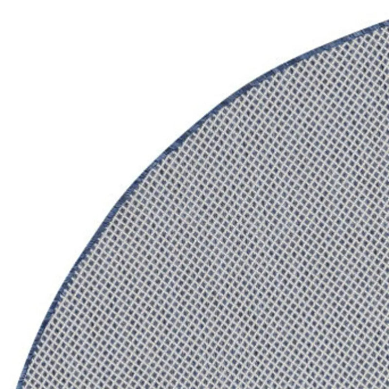 6' Ivory And Blue Round Geometric Indoor Outdoor Area Rug Homeroots Outdoor