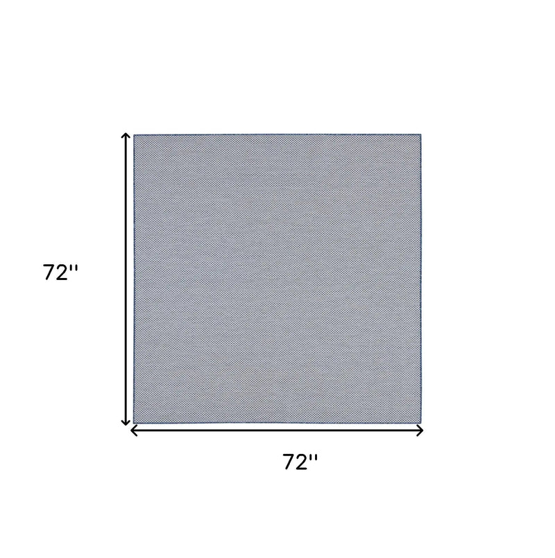 6' Ivory And Blue Square Geometric Indoor Outdoor Area Rug Homeroots Outdoor