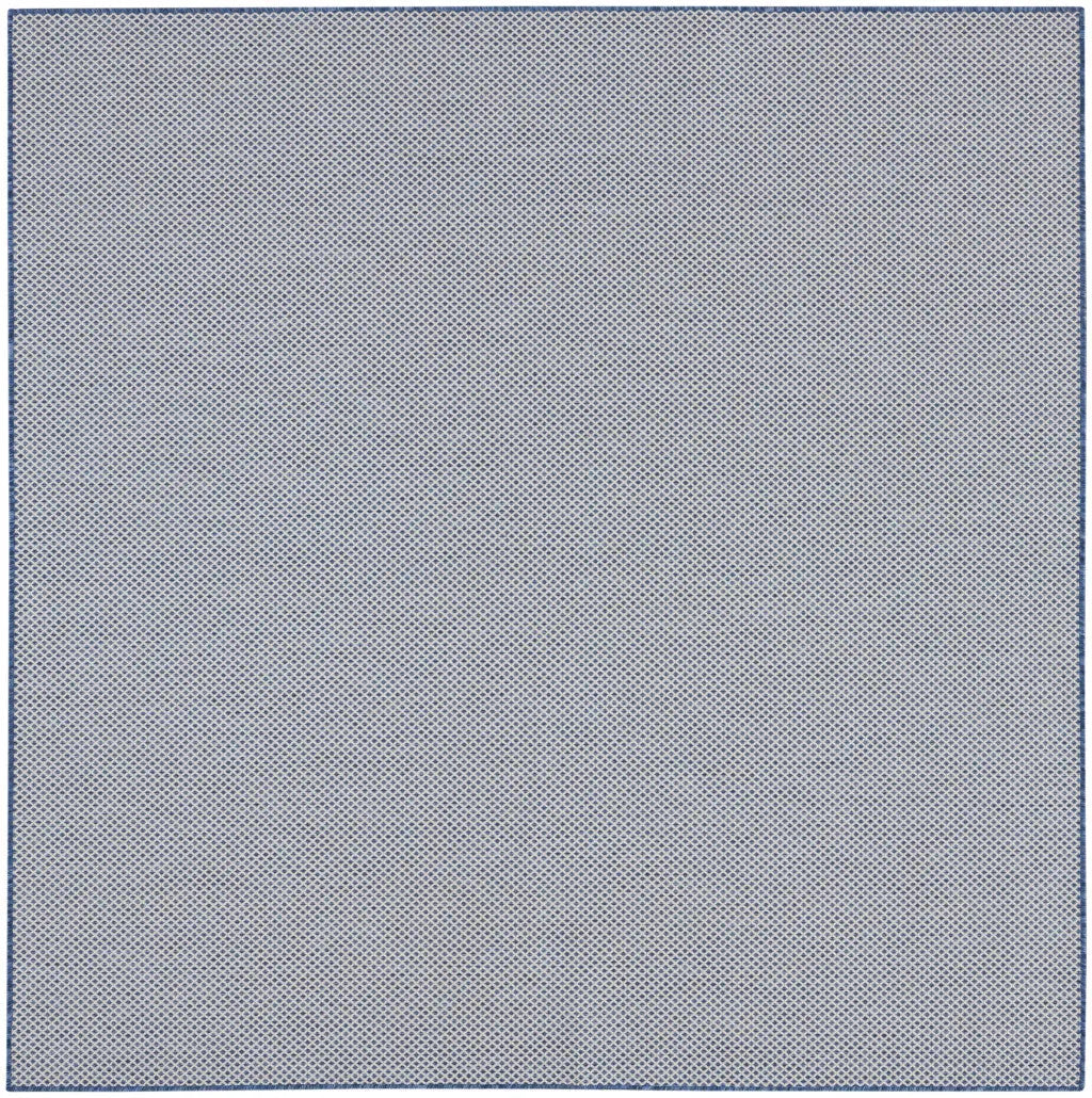 6' Ivory And Blue Square Geometric Indoor Outdoor Area Rug Homeroots Outdoor