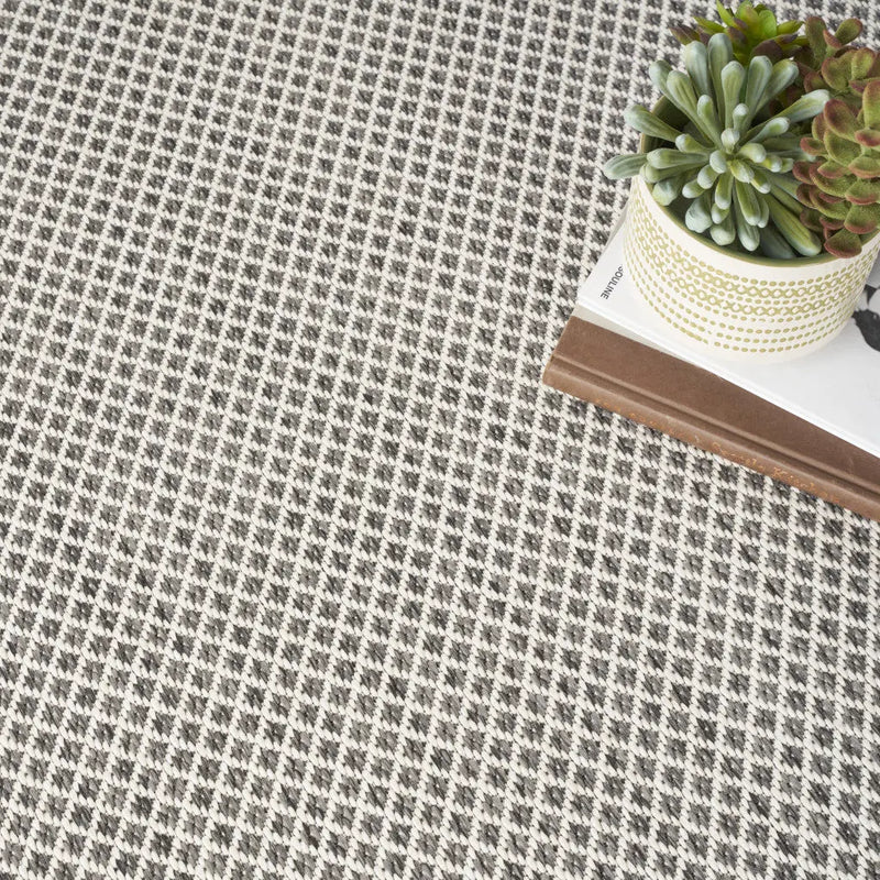 6' Ivory And Charcoal Square Geometric Indoor Outdoor Area Rug Homeroots Outdoor
