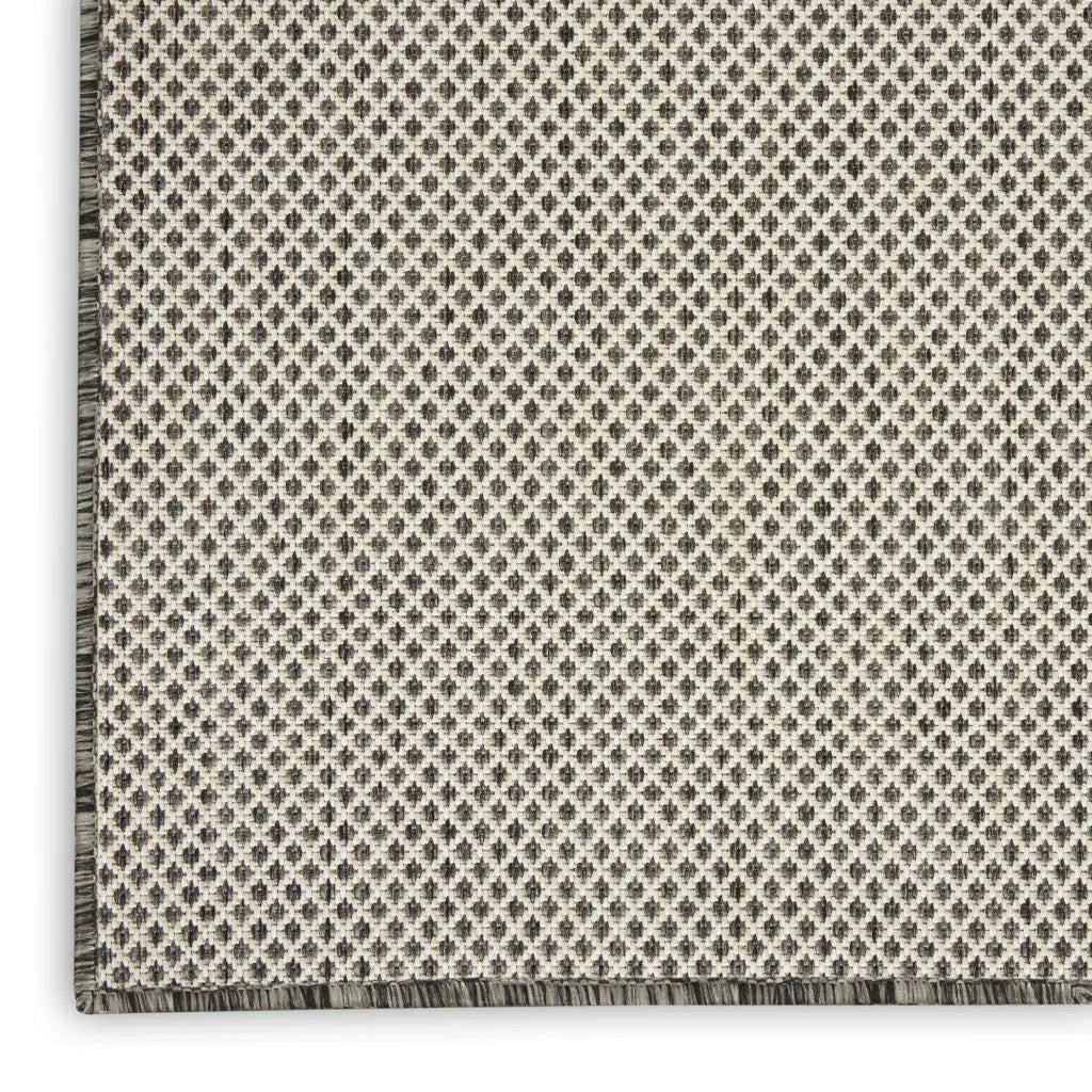 6' Ivory And Charcoal Square Geometric Indoor Outdoor Area Rug Homeroots Outdoor