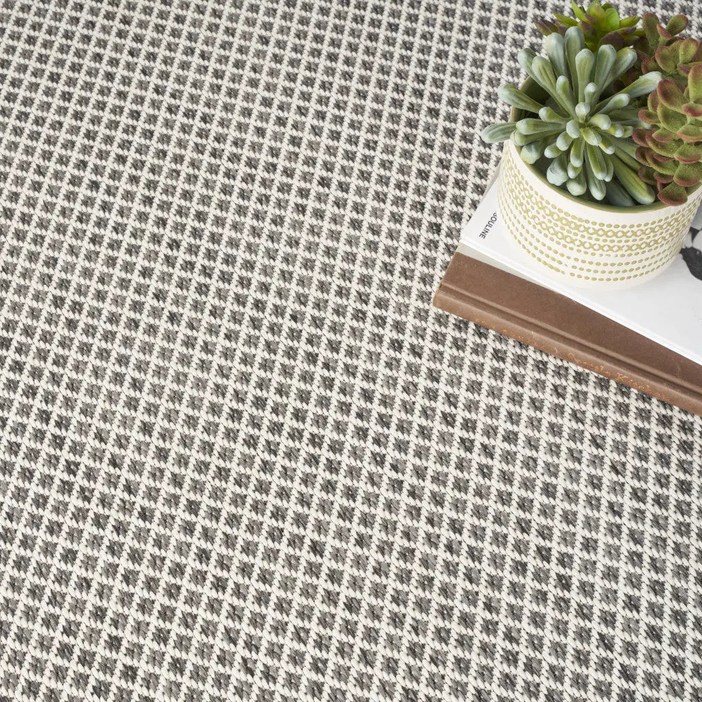 6' Ivory And Charcoal Square Geometric Indoor Outdoor Area Rug Homeroots Outdoor