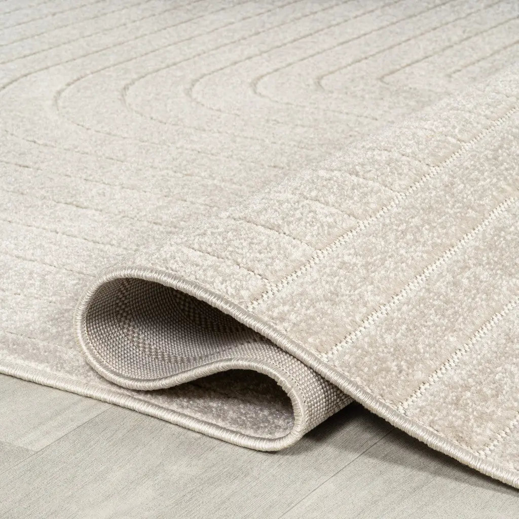 6' Ivory And Cream Round Striped Indoor Outdoor Area Rug Homeroots Outdoor