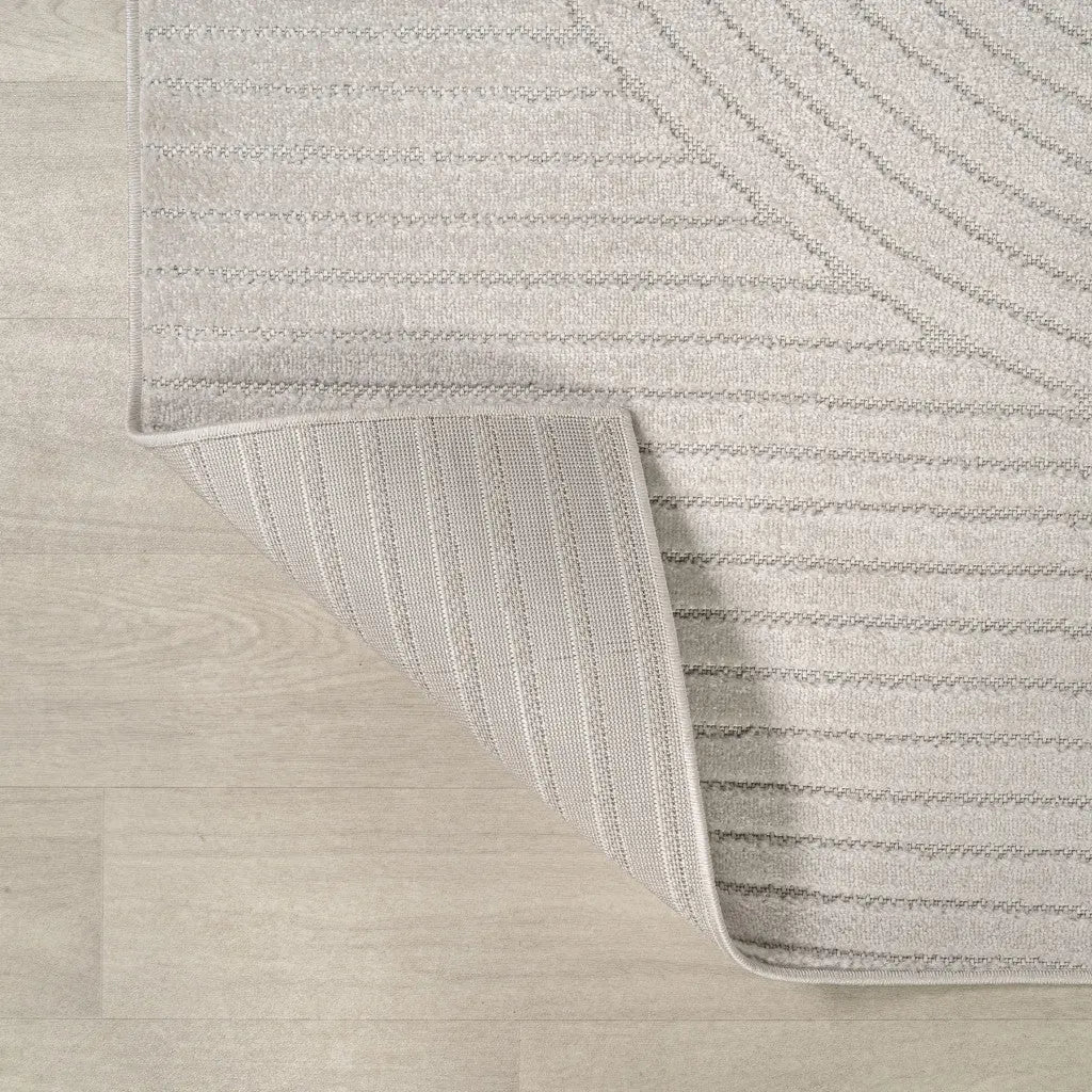 6' Ivory And Cream Square Striped Indoor Outdoor Area Rug Homeroots Outdoor