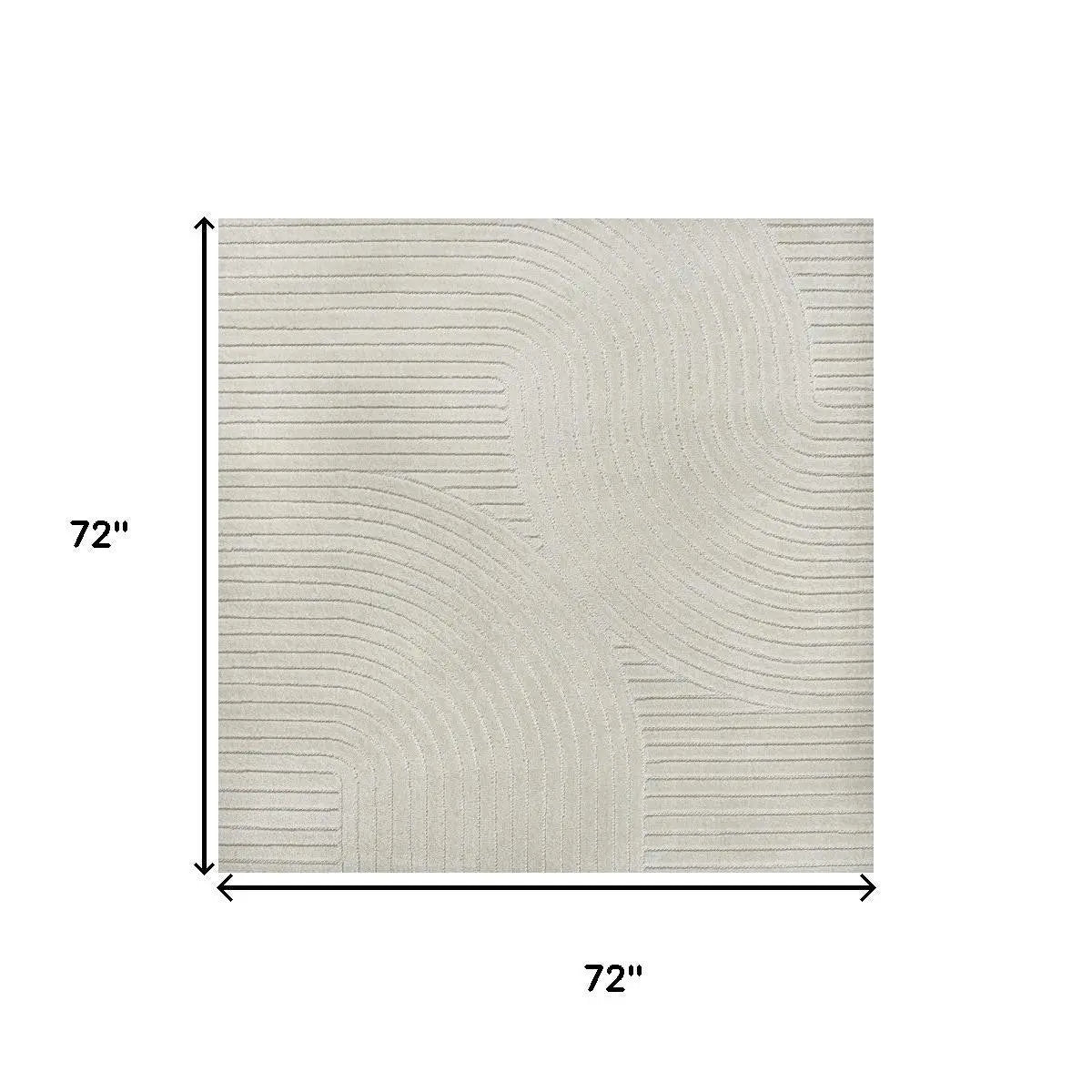 6' Ivory And Cream Square Striped Indoor Outdoor Area Rug Homeroots Outdoor