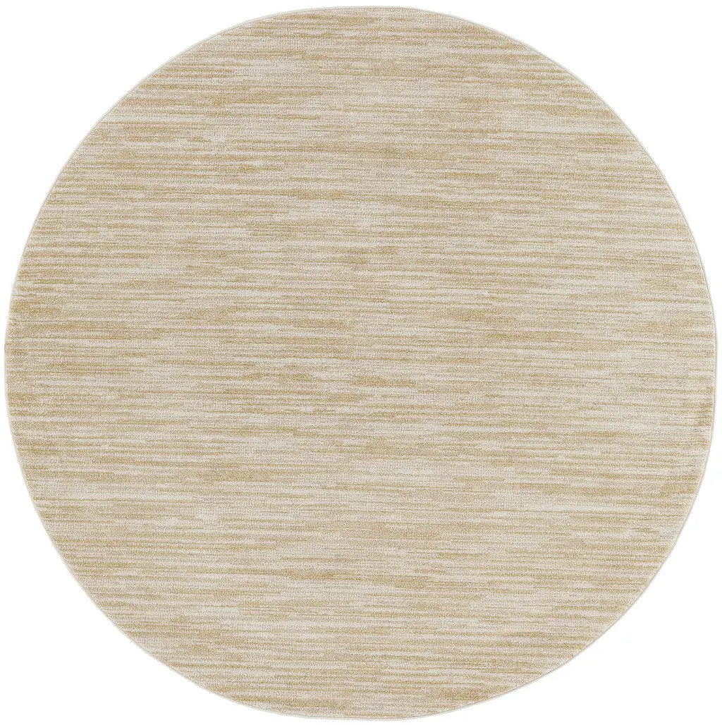 6' Ivory And Gold Round Abstract Indoor Outdoor Area Rug Homeroots Outdoor