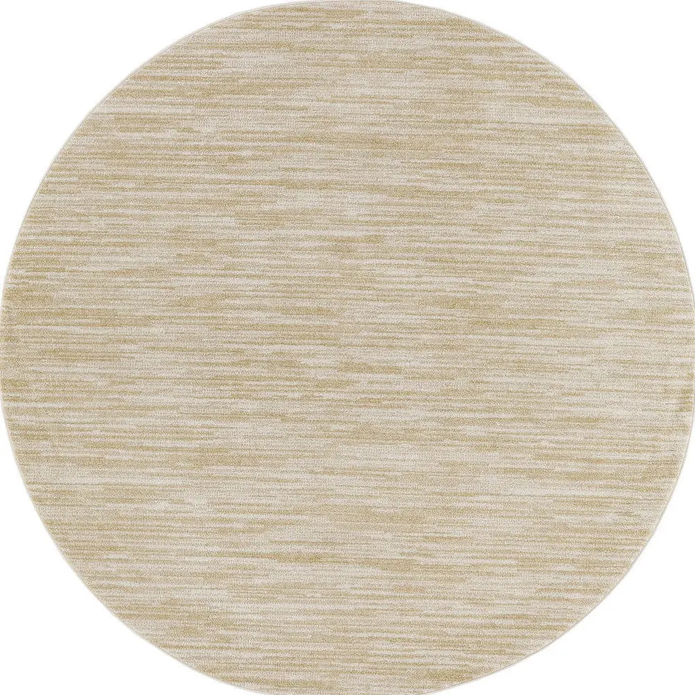 6' Ivory And Gold Round Abstract Indoor Outdoor Area Rug Homeroots Outdoor