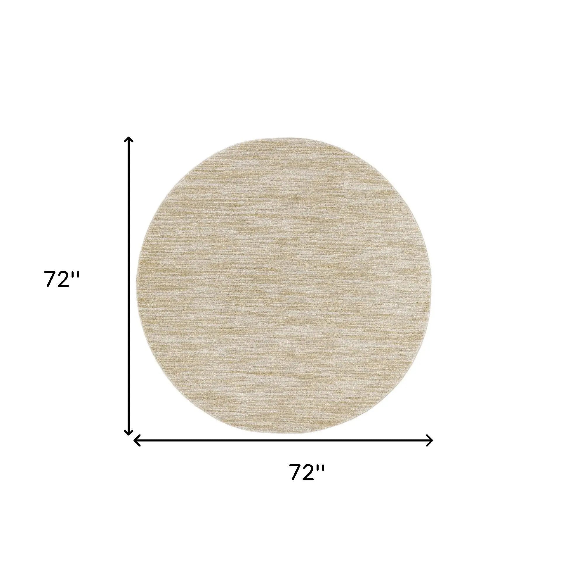 6' Ivory And Gold Round Abstract Indoor Outdoor Area Rug Homeroots Outdoor