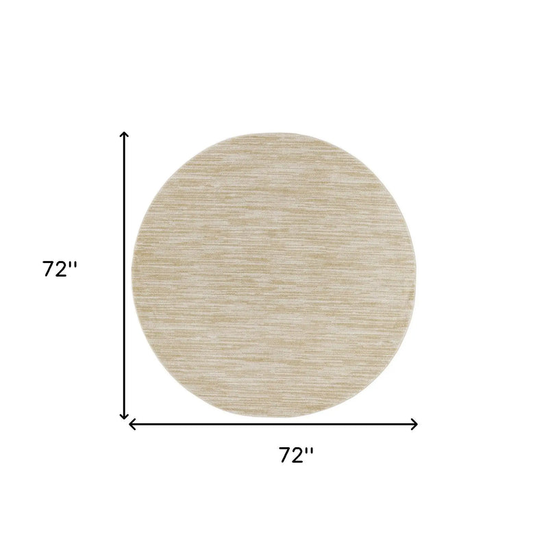 6' Ivory And Gold Round Abstract Indoor Outdoor Area Rug Homeroots Outdoor