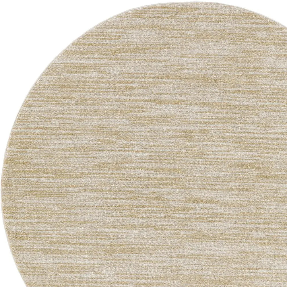 6' Ivory And Gold Round Abstract Indoor Outdoor Area Rug Homeroots Outdoor