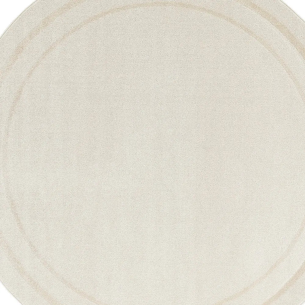 6' Ivory And Gold Round Indoor Outdoor Area Rug Homeroots Outdoor