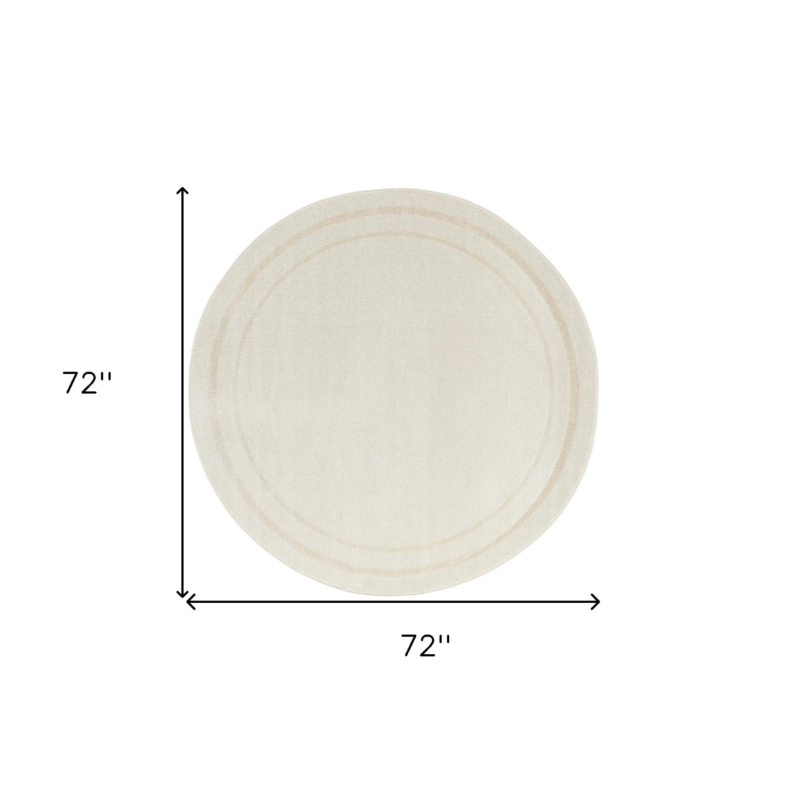 6' Ivory And Gold Round Indoor Outdoor Area Rug Homeroots Outdoor