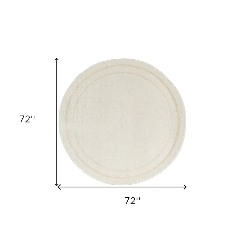 6' Ivory And Gold Round Indoor Outdoor Area Rug Homeroots Outdoor