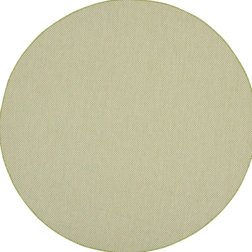6' Ivory And Green Round Geometric Indoor Outdoor Area Rug Homeroots Outdoor
