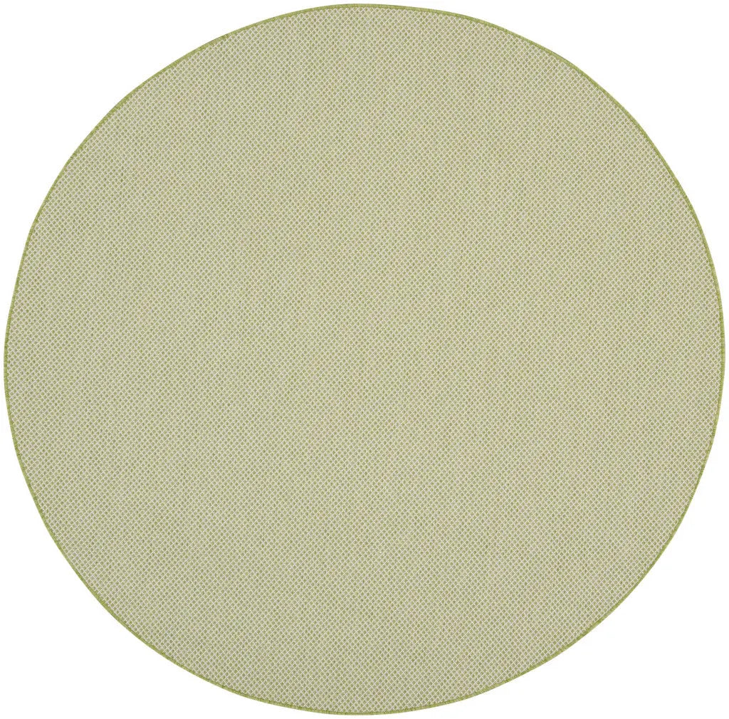 6' Ivory And Green Round Geometric Indoor Outdoor Area Rug Homeroots Outdoor
