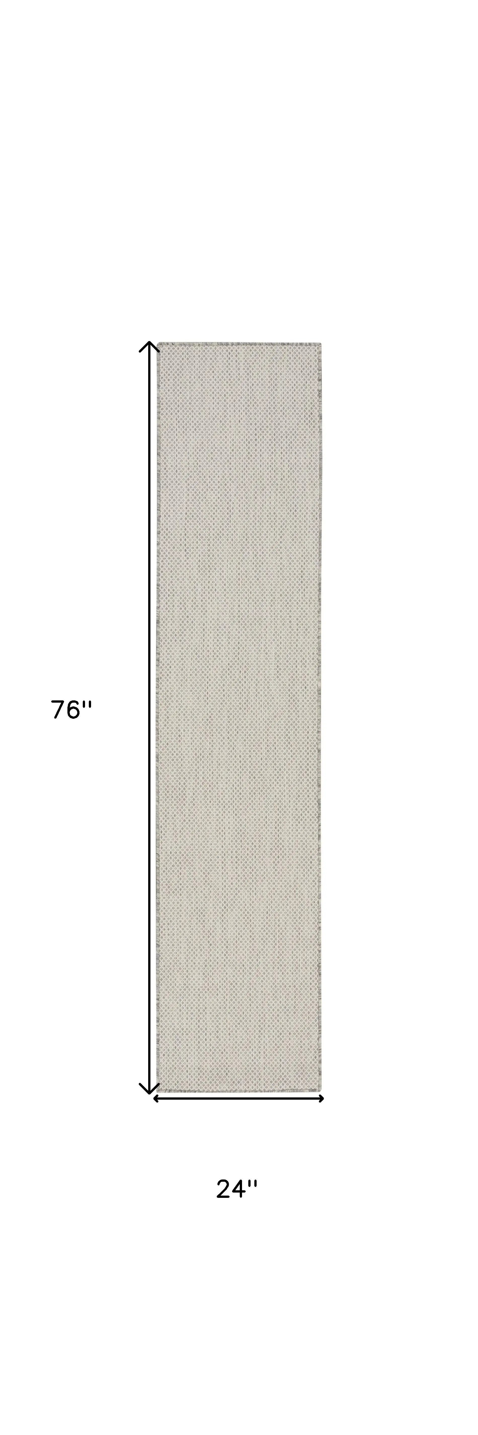 6' Ivory And Silver Geometric Indoor Outdoor Runner Rug Homeroots Outdoor