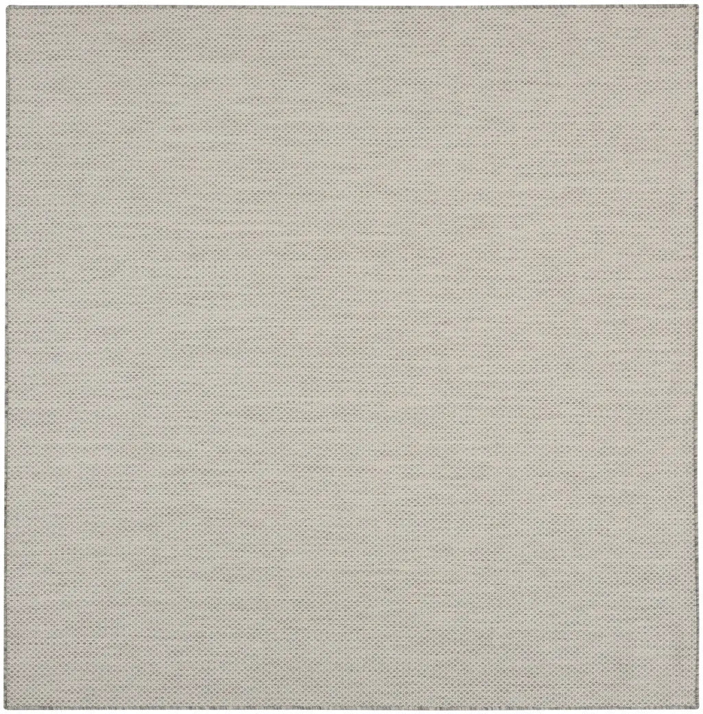 6' Ivory And Silver Square Geometric Indoor Outdoor Area Rug Homeroots Outdoor