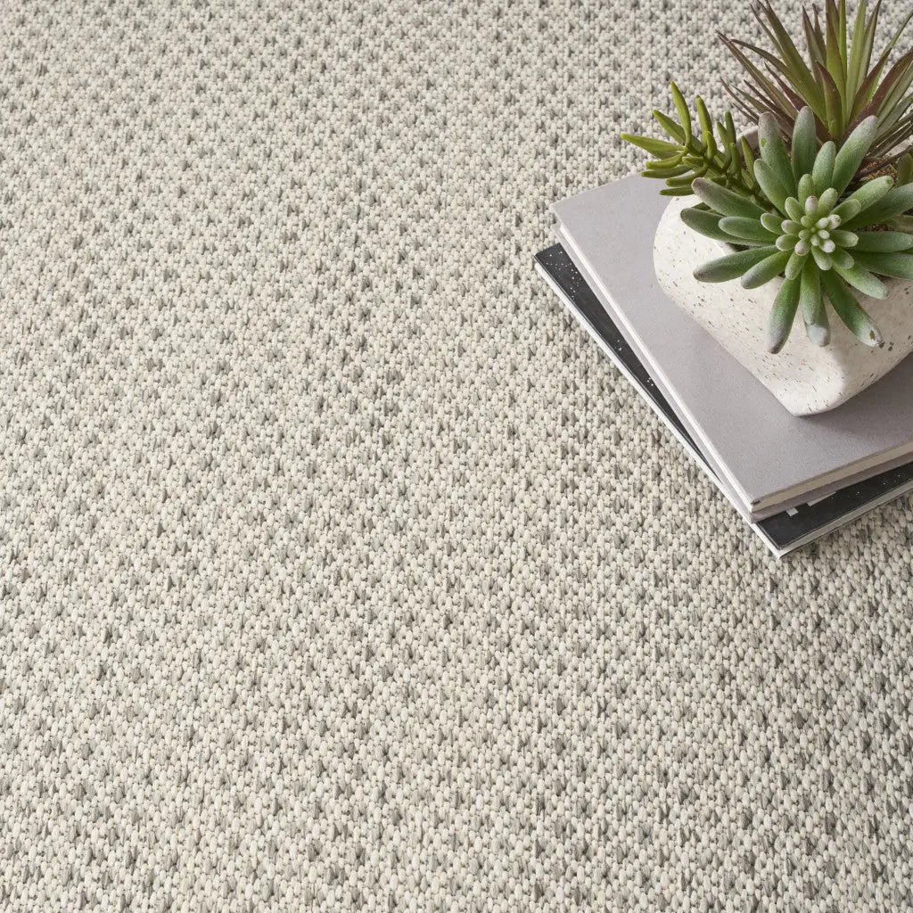 6' Ivory And Silver Square Geometric Indoor Outdoor Area Rug Homeroots Outdoor