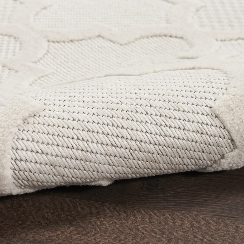 6' Ivory And White Geometric Indoor Outdoor Area Rug Homeroots Outdoor