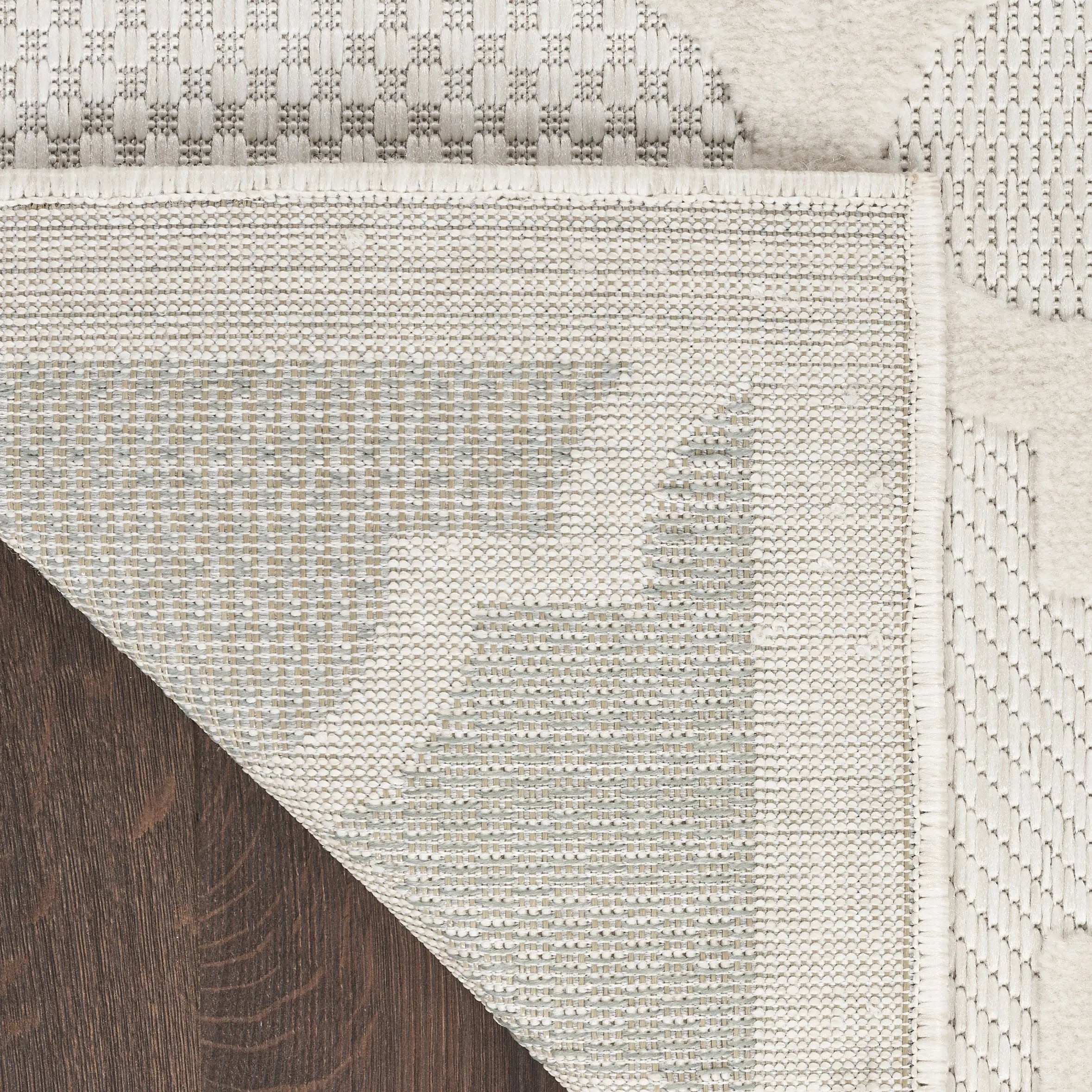 6' Ivory And White Geometric Indoor Outdoor Area Rug Homeroots Outdoor