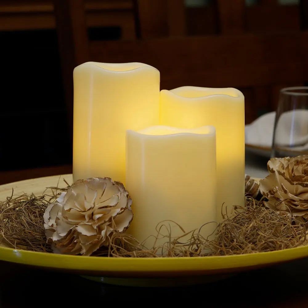 6" Ivory Flameless Indoor Outdoor Pillar Candle GreatEagleInc