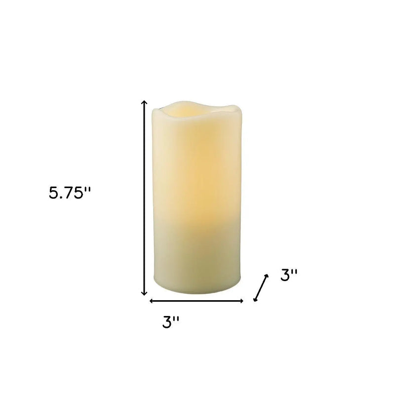 6" Ivory Flameless Indoor Outdoor Pillar Candle GreatEagleInc