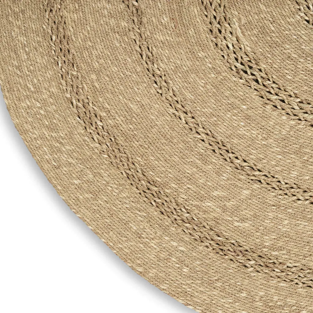 6' Natural And Brown Round Handmade Indoor Outdoor Area Rug Homeroots Outdoor