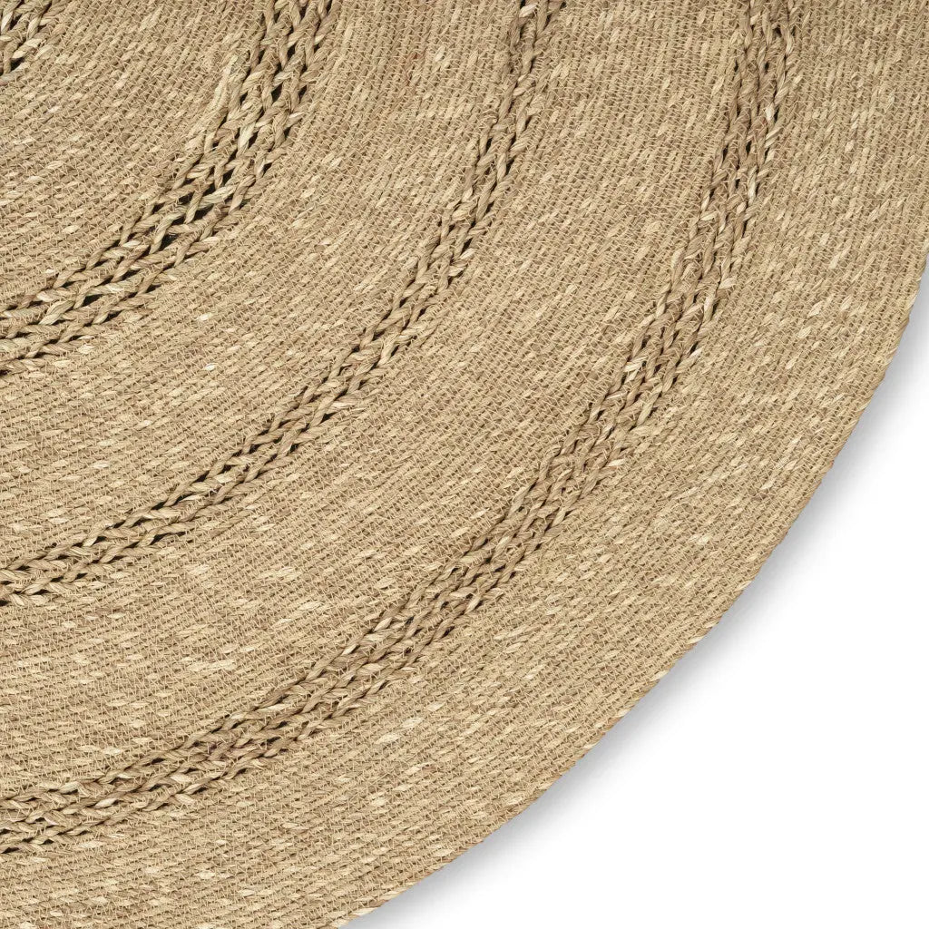 6' Natural And Brown Round Handmade Indoor Outdoor Area Rug Homeroots Outdoor