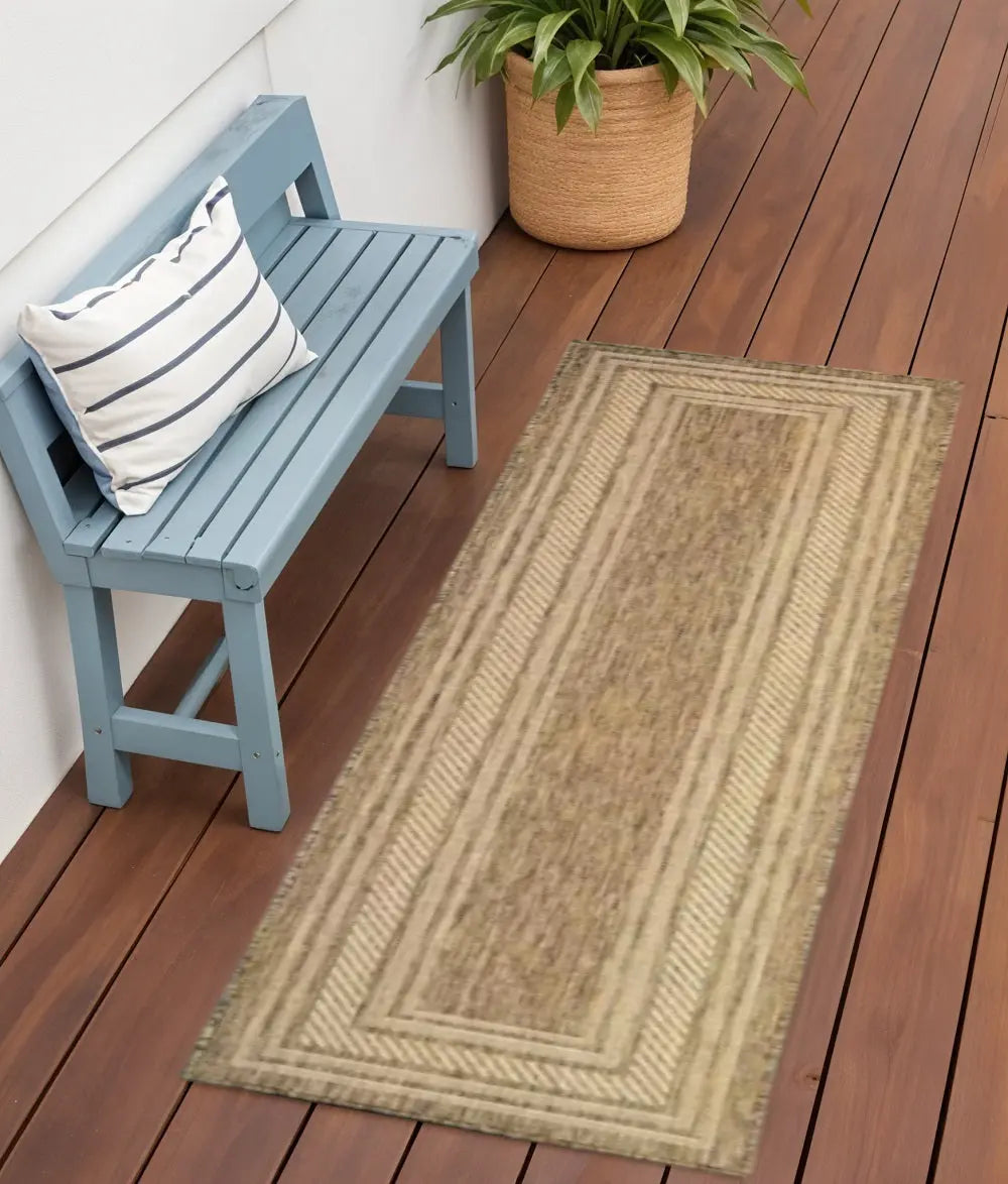 6' Natural Geometric Indoor Outdoor Runner Rug Homeroots Outdoor