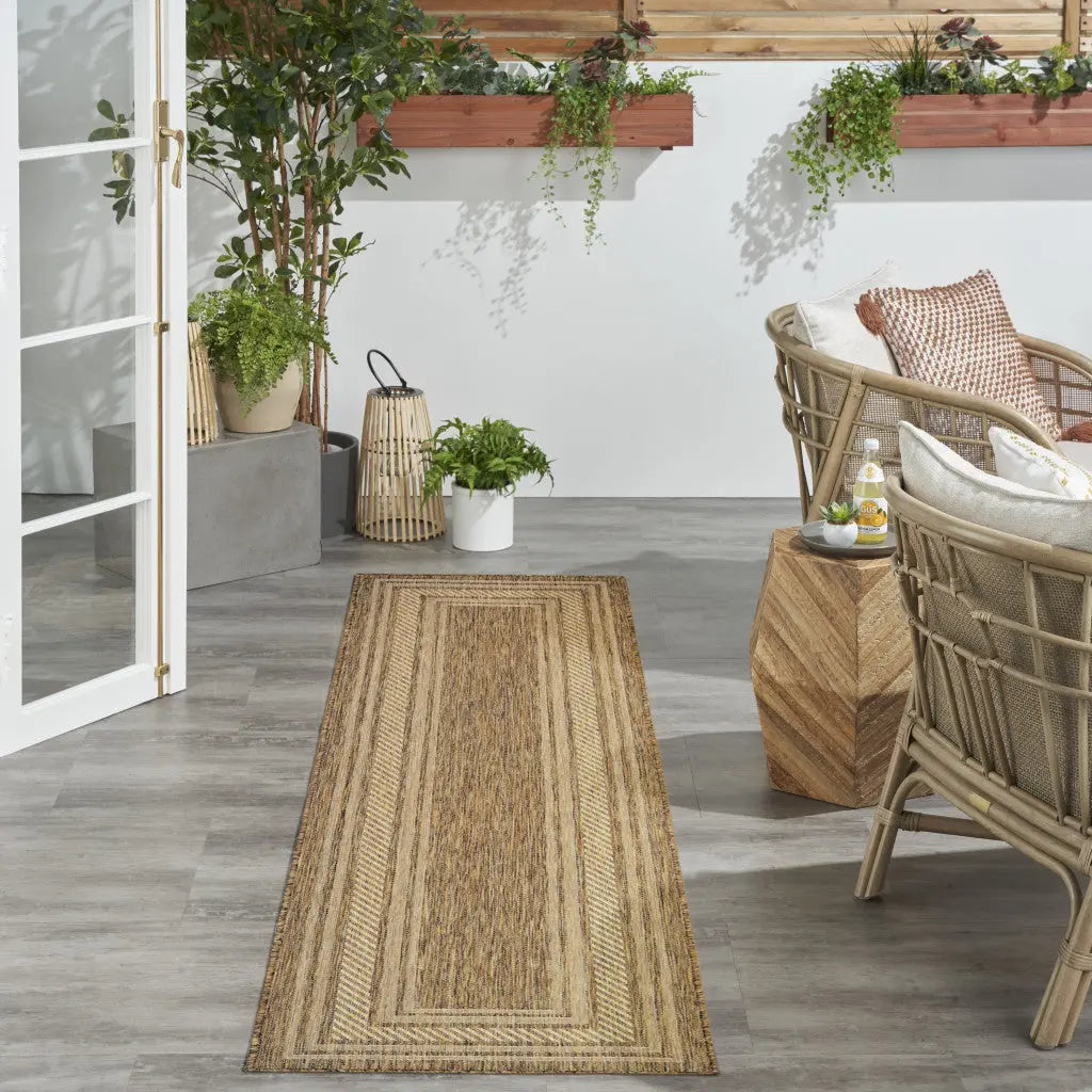 6' Natural Geometric Indoor Outdoor Runner Rug Homeroots Outdoor