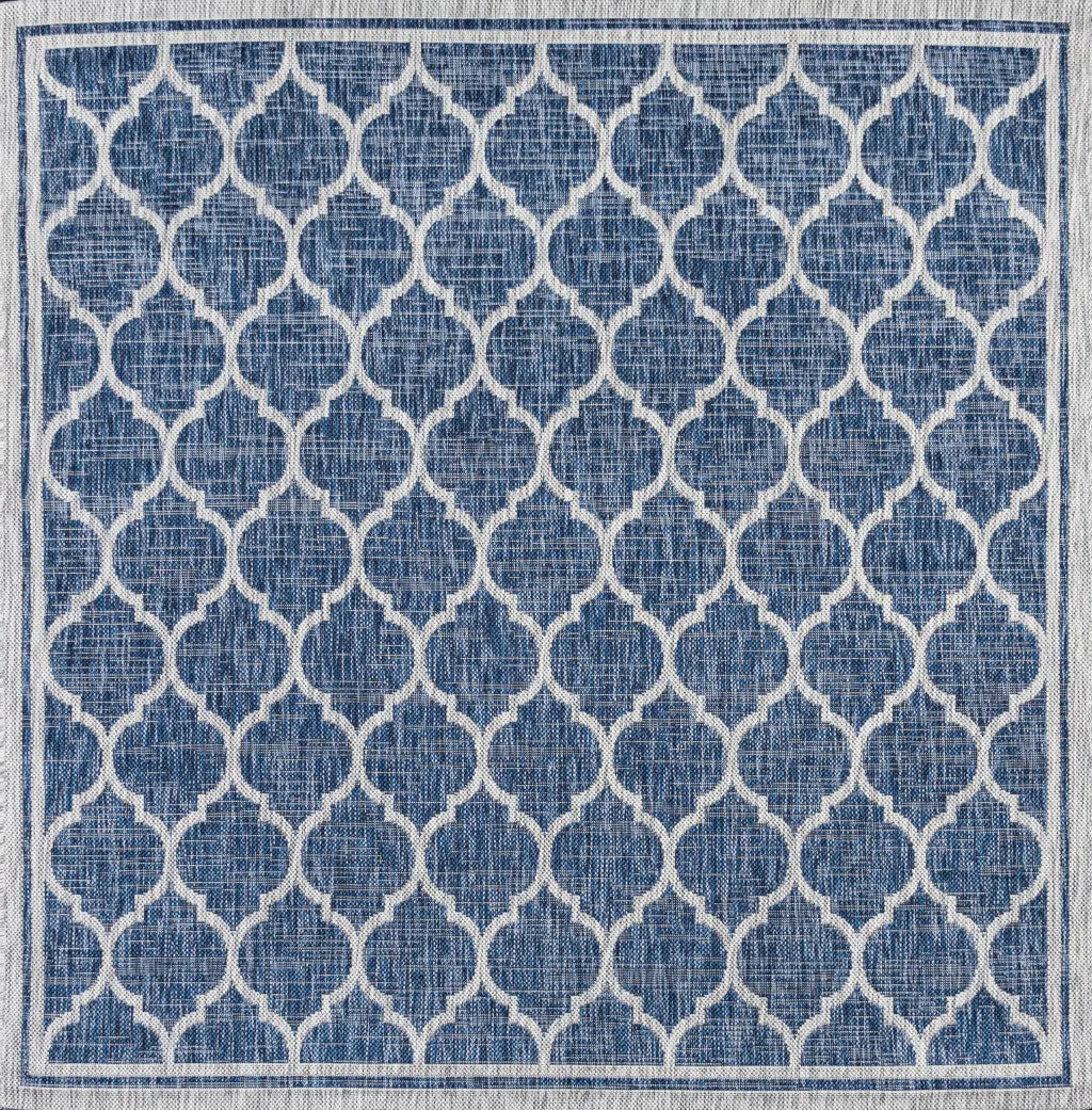 6' Navy Blue And Gray Square Geometric Indoor Outdoor Area Rug Homeroots Outdoor