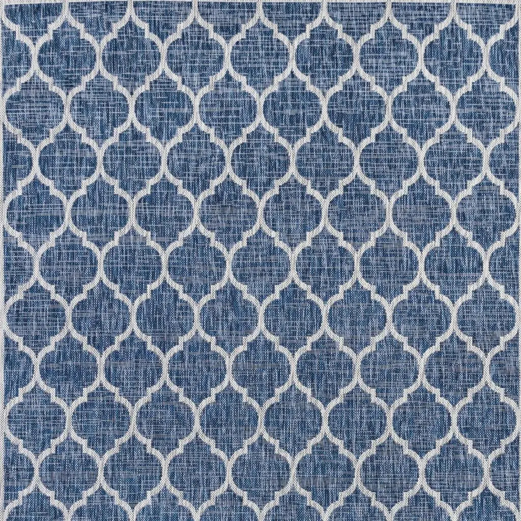 6' Navy Blue And Gray Square Geometric Indoor Outdoor Area Rug Homeroots Outdoor