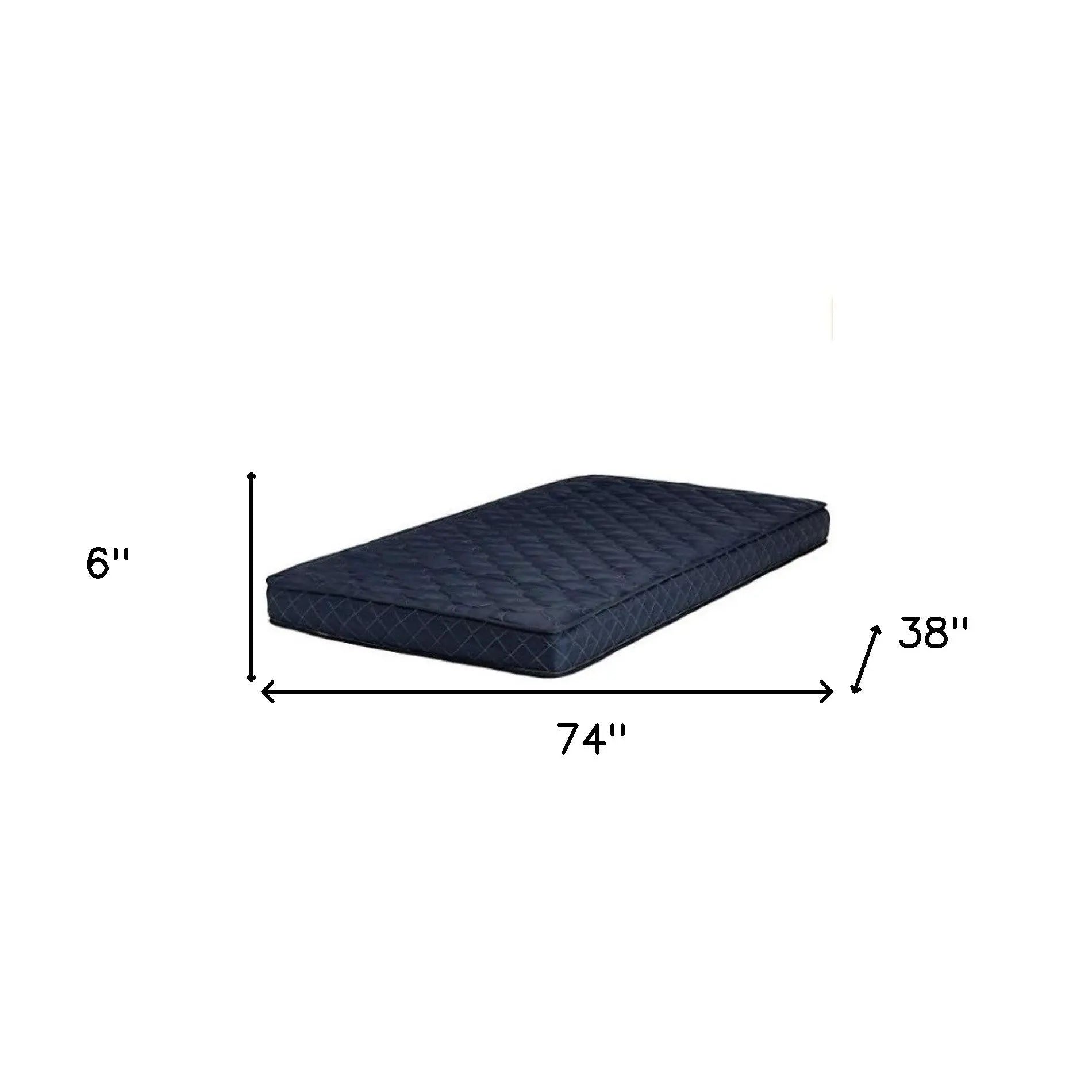 6" Navy Blue Twin Memory Foam Water Resistant Mattress Homeroots Bed & Bath