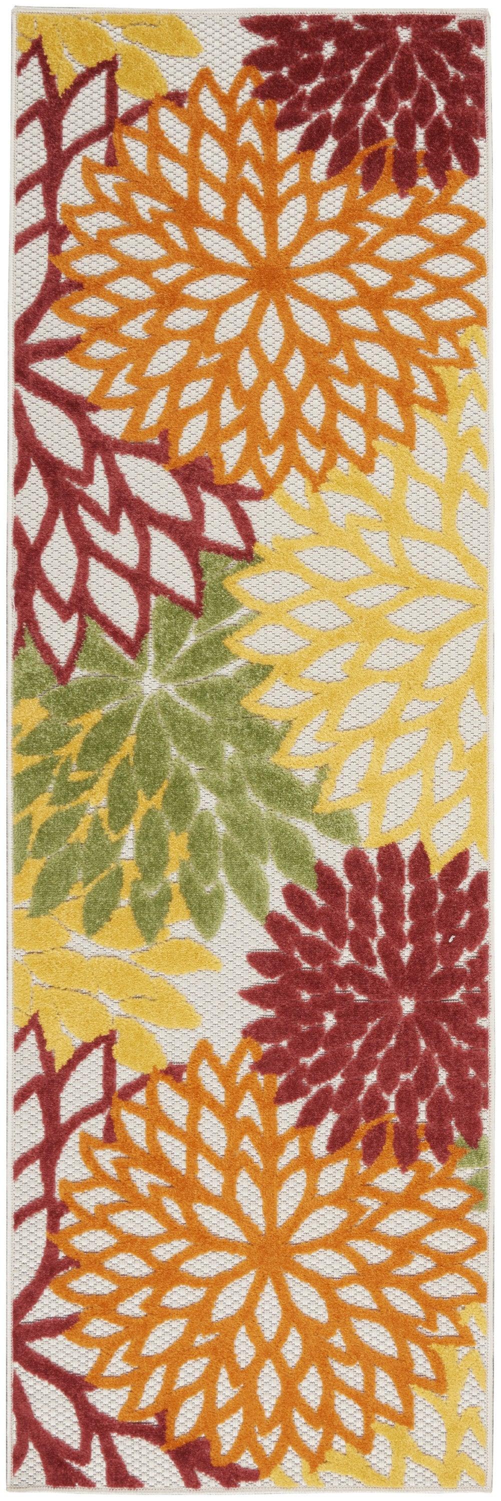 6' Red And Ivory Indoor Outdoor Runner Rug - GreatEagleInc