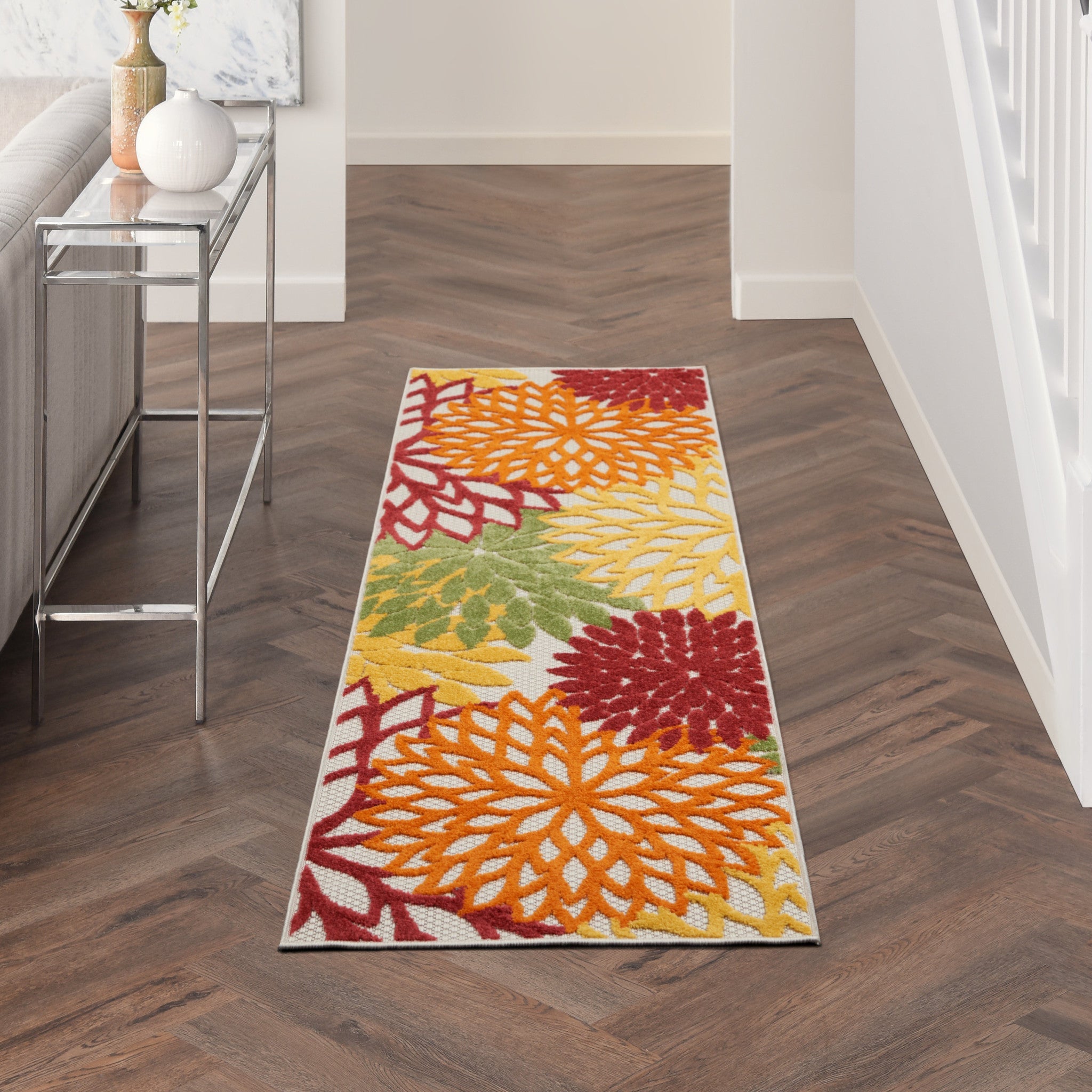 6' Red And Ivory Indoor Outdoor Runner Rug - GreatEagleInc