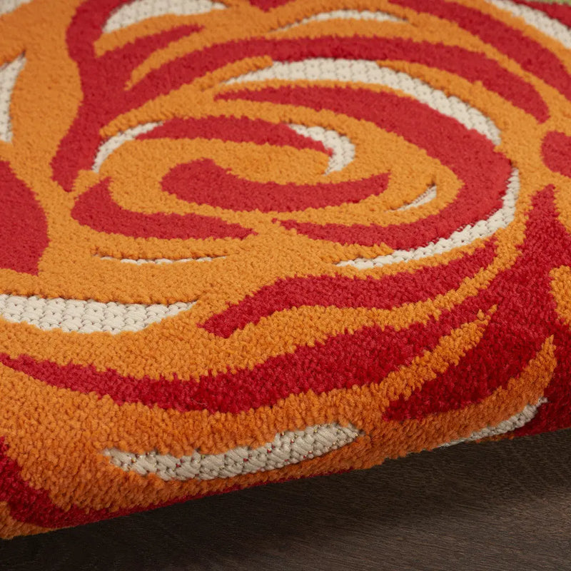 6' Red Beige Blue Orange And Red Floral Indoor Outdoor Runner Rug Homeroots Outdoor