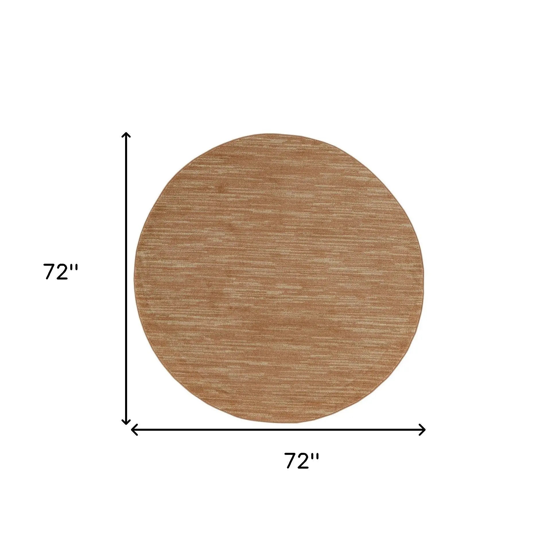 6' Rust And Beige Round Abstract Indoor Outdoor Area Rug Homeroots Outdoor