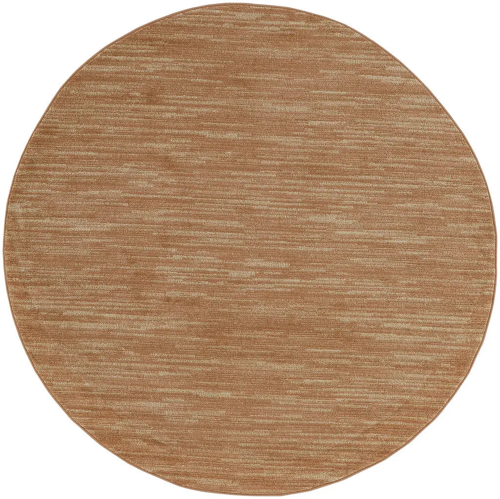 6' Rust And Beige Round Abstract Indoor Outdoor Area Rug Homeroots Outdoor