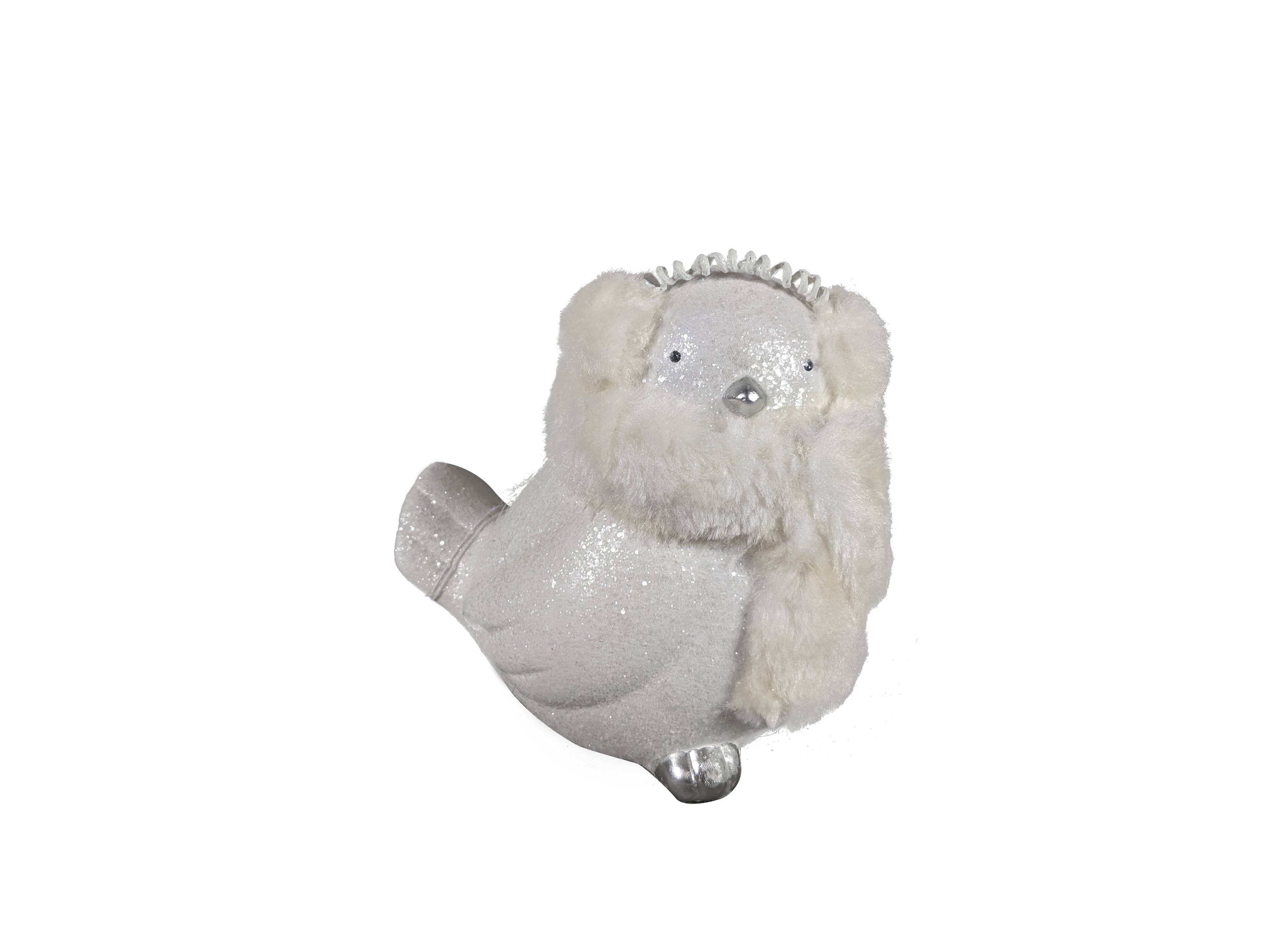 6" White And Silver Ceramic And Fabric Bird Christmas Figurine GreatEagleInc