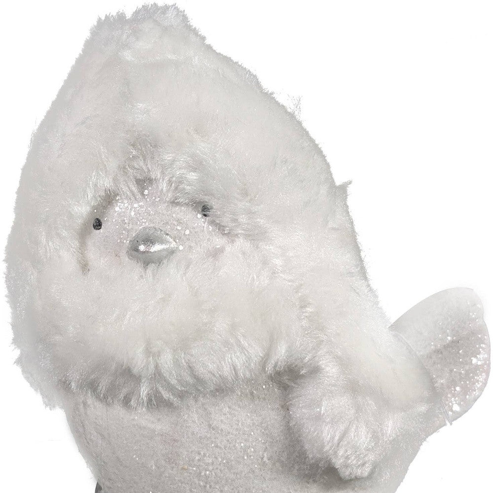 6" White And Silver Ceramic And Fabric Bird Christmas Figurine GreatEagleInc