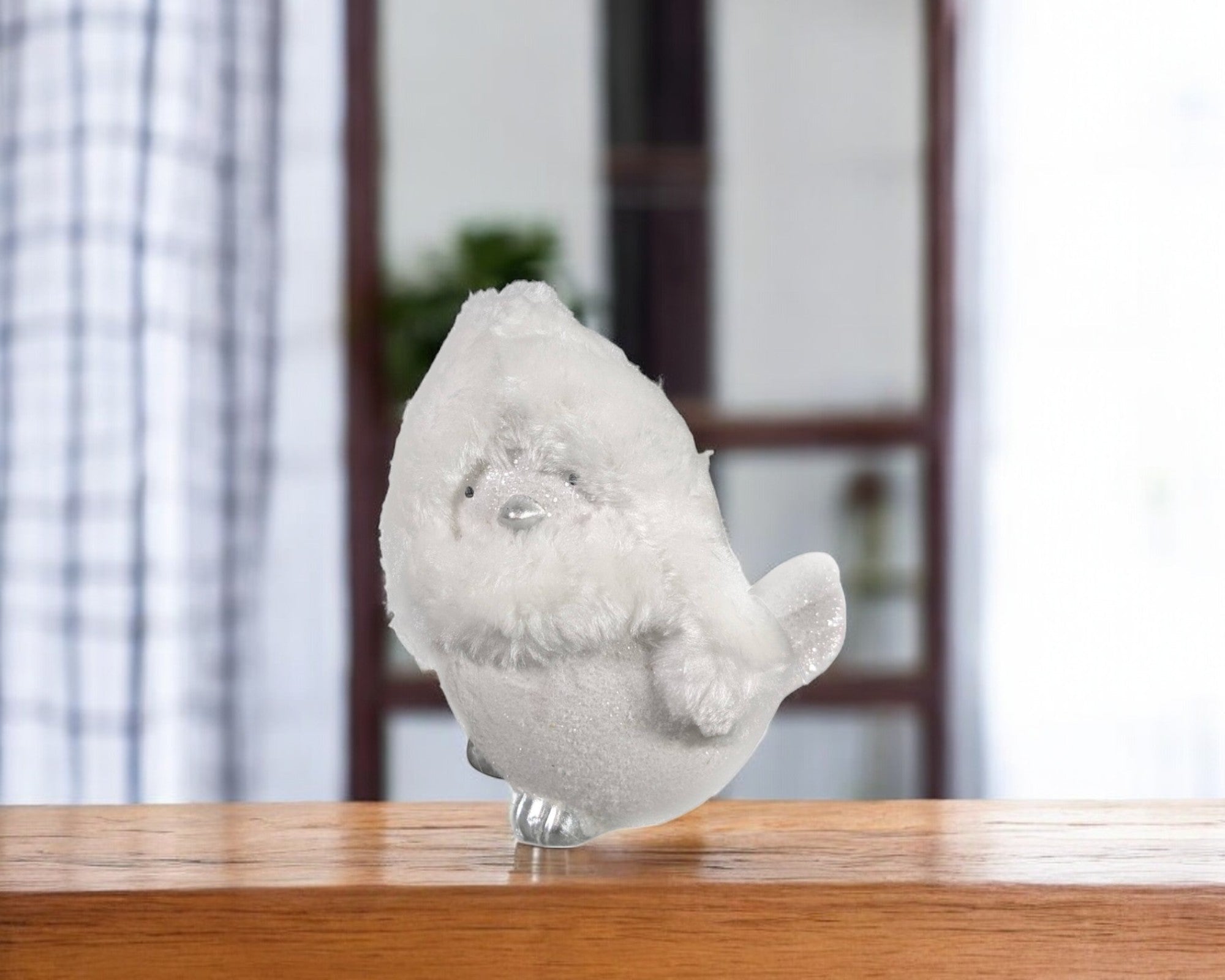 6" White And Silver Ceramic And Fabric Bird Christmas Figurine GreatEagleInc