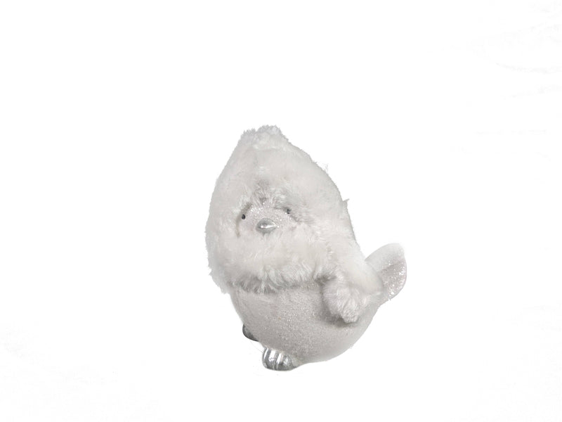 6" White And Silver Ceramic And Fabric Bird Christmas Figurine GreatEagleInc