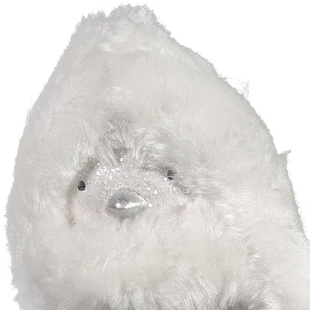 6" White And Silver Ceramic And Fabric Bird Christmas Figurine GreatEagleInc