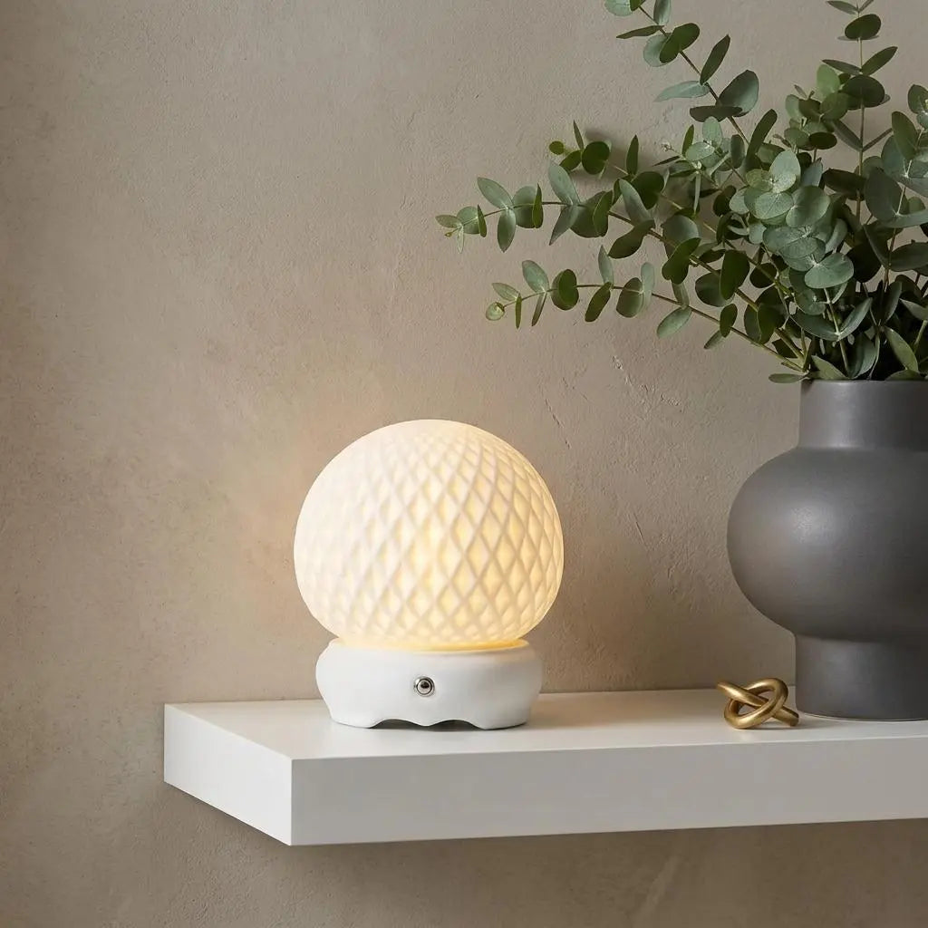 6" White Globe Desk Lamp With Globe Shade Homeroots Lighting