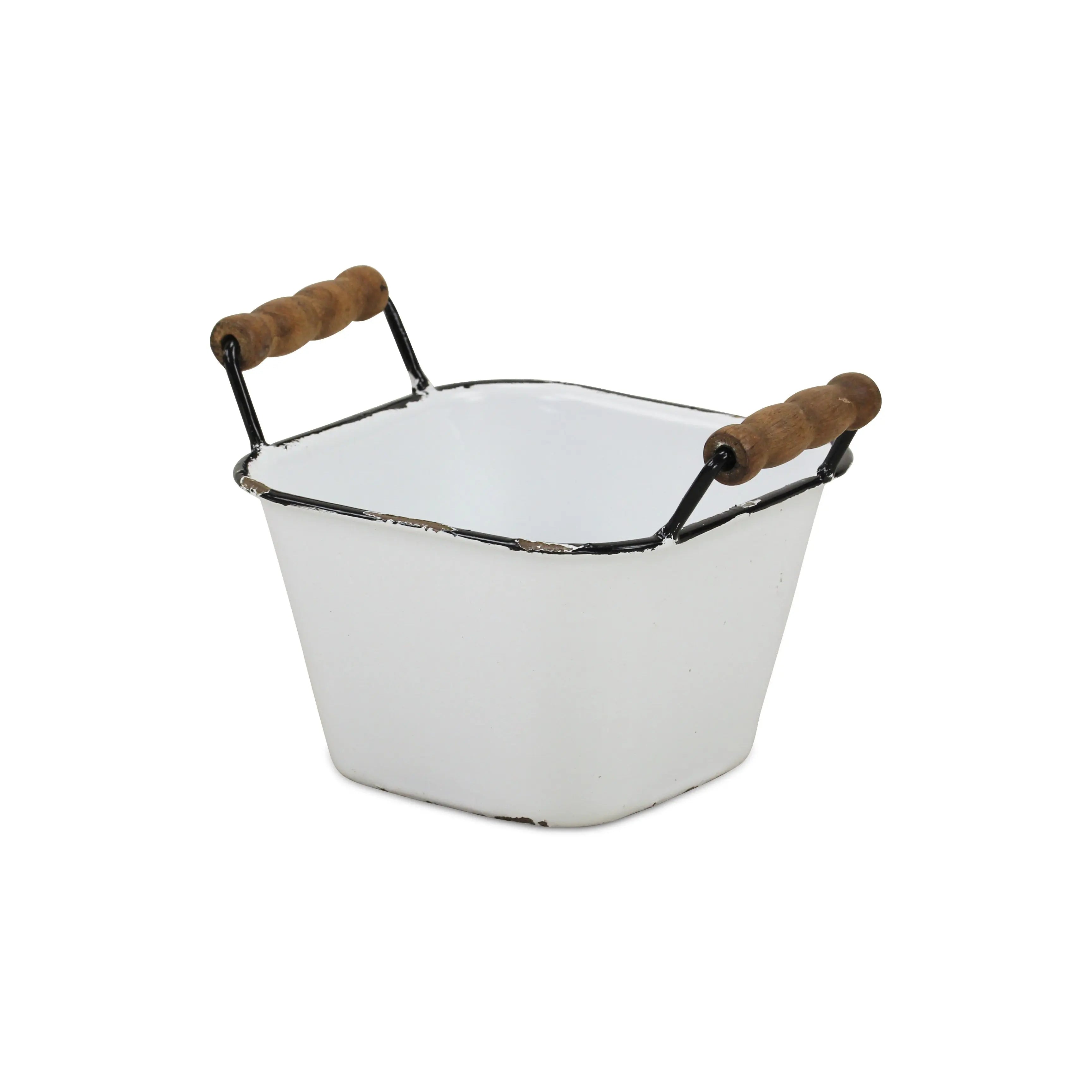 6" White Stackable Metal Bucket Homeroots Office
