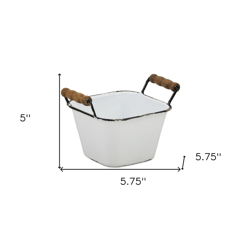 6" White Stackable Metal Bucket Homeroots Office
