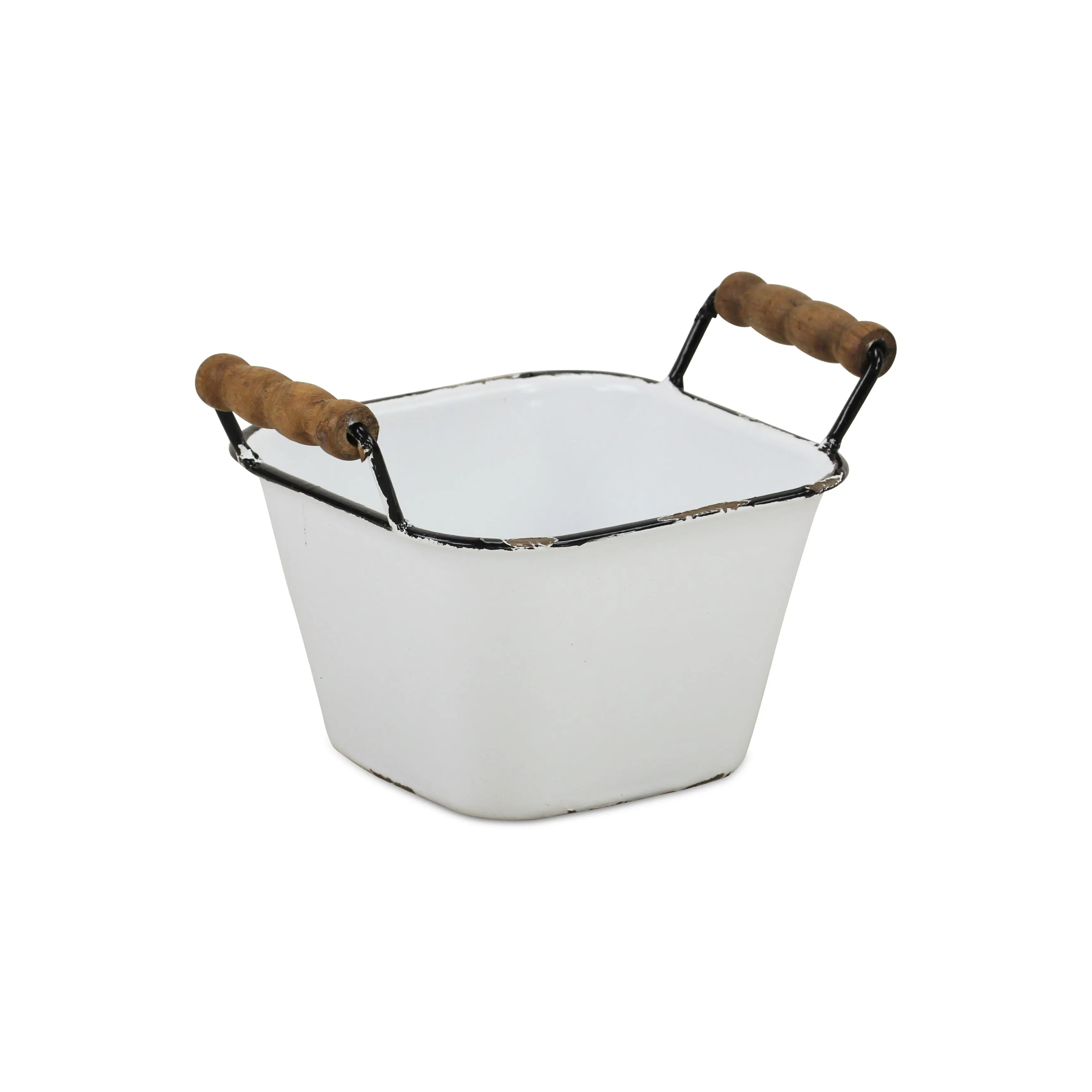 6" White Stackable Metal Bucket Homeroots Office